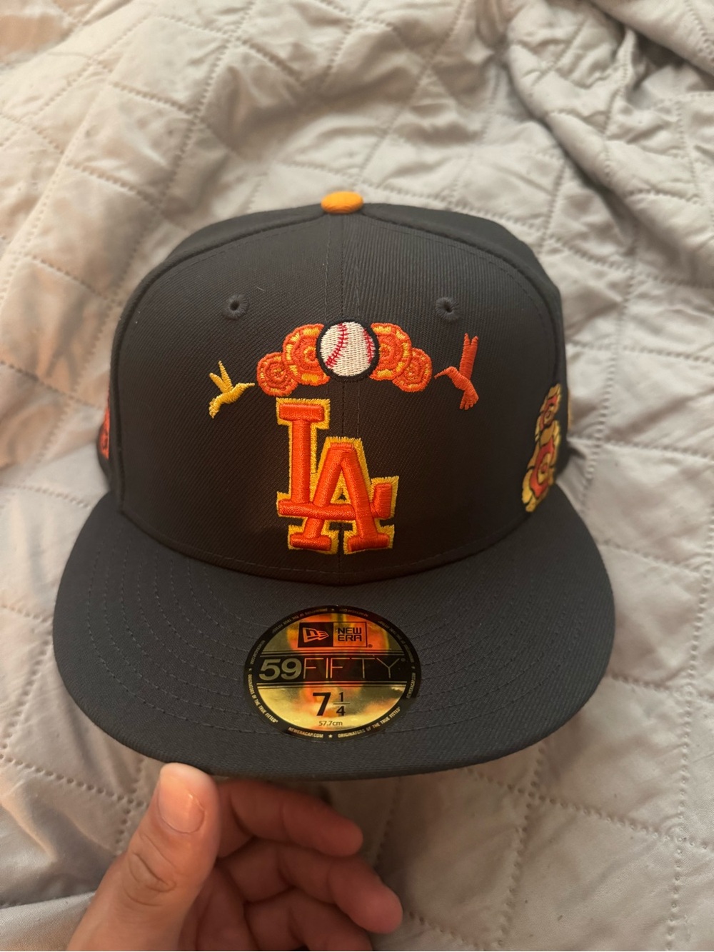 New Era LA Dodgers Black cap with Orange & Yellow embroidered logo